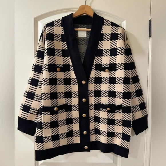 Sandro Black and Cream Checkered Blazer - Picture 5 of 9